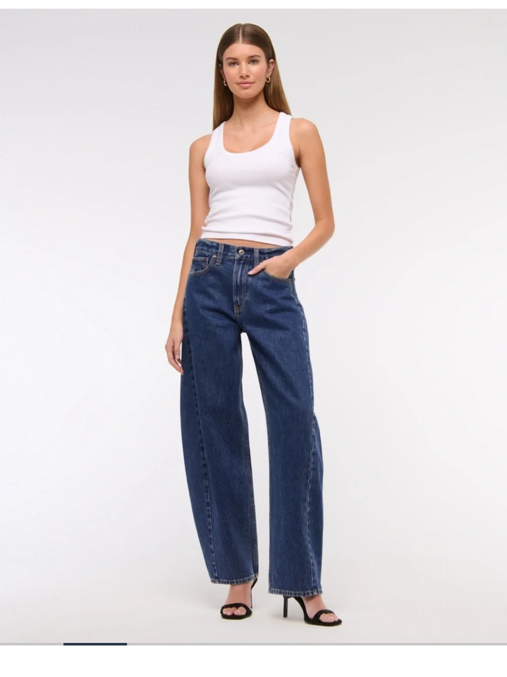Abercrombie & Fitch Dark Mid Rise Barrel Jean